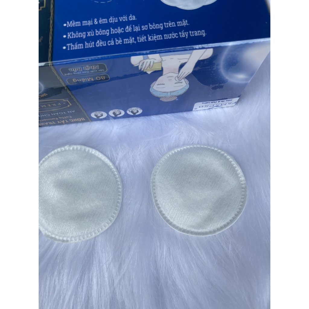 Hộp 80 miếng bông tẩy trang Cotty Famapro, an toàn cho da, bông thiên nhiên