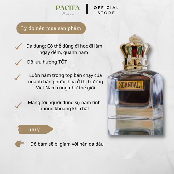 Nước hoa nam Jean Paul Gaultier Scandal Pour Homme EDT 100ml- Mùi hương phóng khoáng khí chất đàn ông
