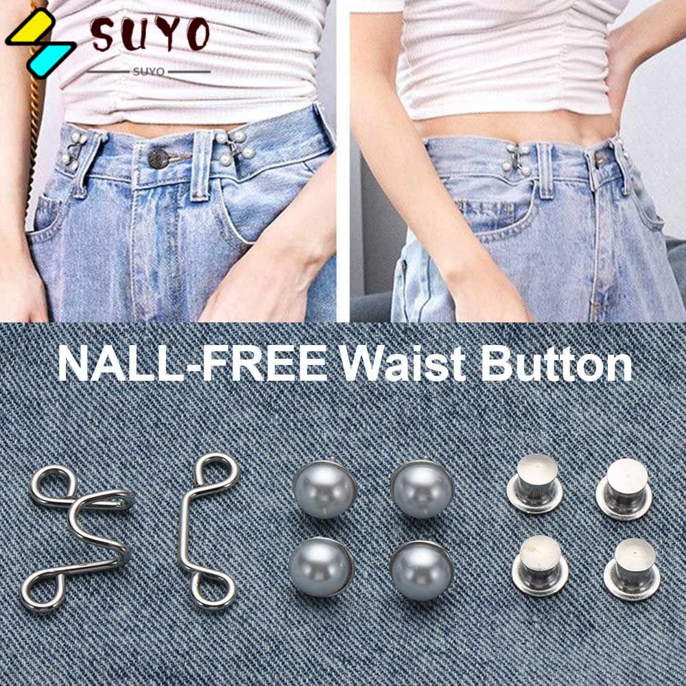 Nút điều chỉnh quần jean đính ngọc trai vô hình có thể tháo rời diy