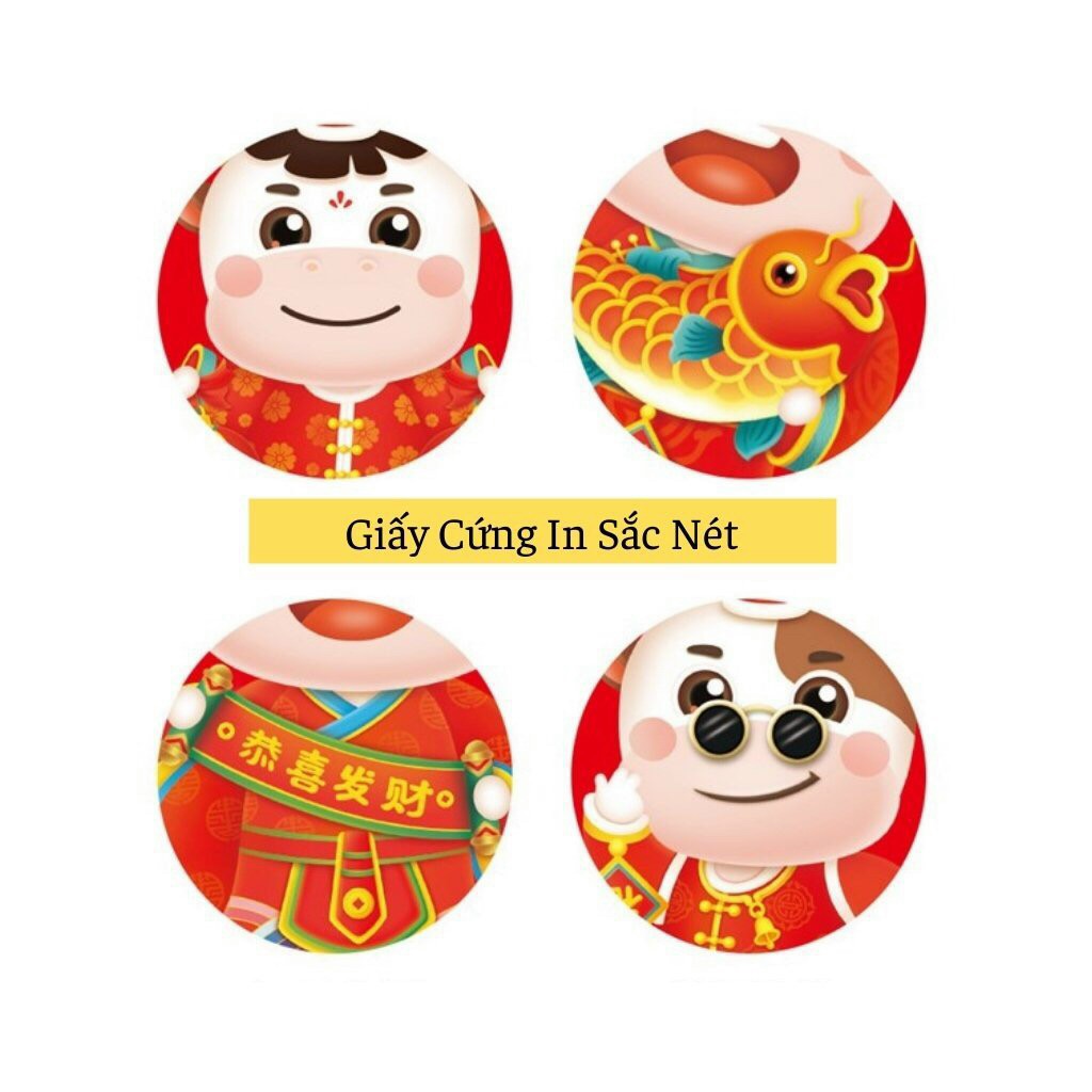 Bao Lì Xì 2021 Tân Sửu Hoạt Hình Chibi Đủ Mẫu Bìa Cứng Chuẩn Loại 1, To Dày và Chắc Chắn (6 mẫu 1 lốc)