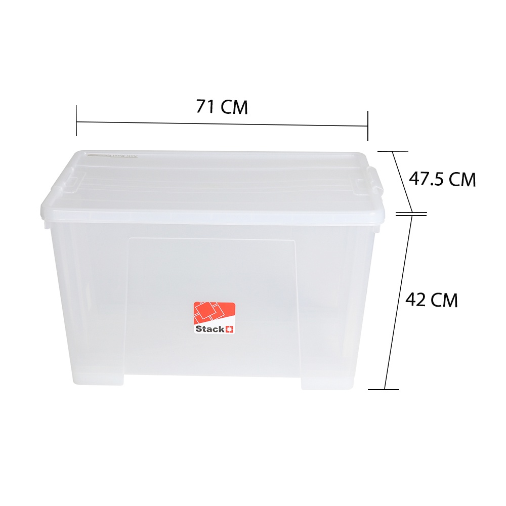 HomeBase STACKO Hộp đựng đồ có bánh xe bằng nhựa Thái Lan 110L 6655 W71x 47.5 H42 cm trong suốt