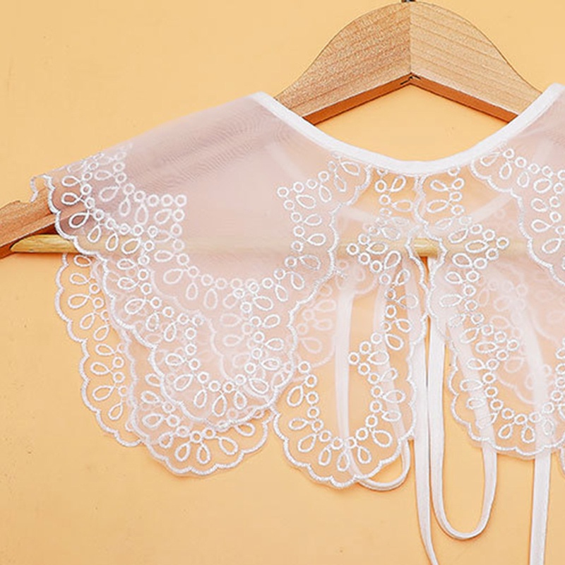 Khăn Choàng Cổ Hai Lớp Phối Ren Thắt Nơ Có Thể Tháo Rời Cho Nữ