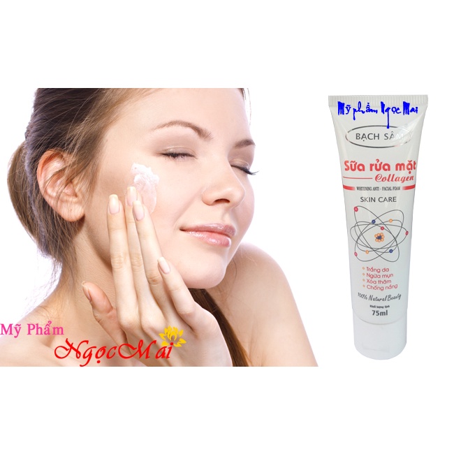 Sữa rửa mặt cho da mụn trắng da xóa thâm chống nắng Collagen BẠCH SÂM 75ml