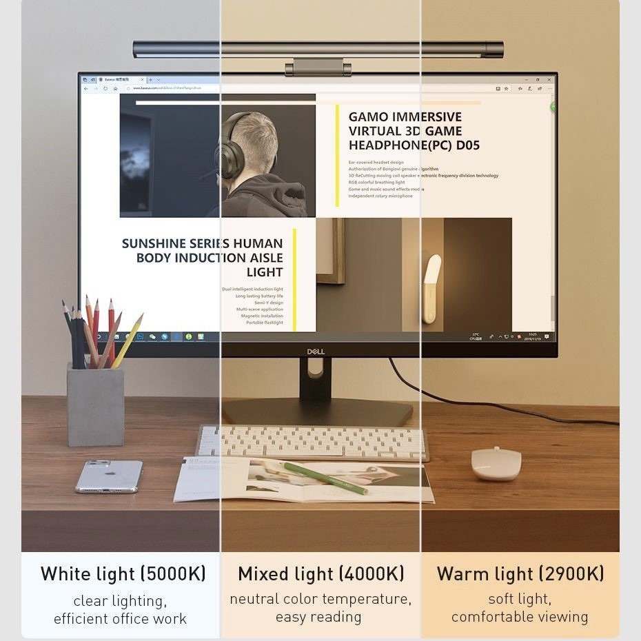 Đèn Baseus Pro Treo  Màn Hình Laptop Máy Tính Bảo Vệ Mắt i-Work Series (3 Light Mode, Anti Bluelight)