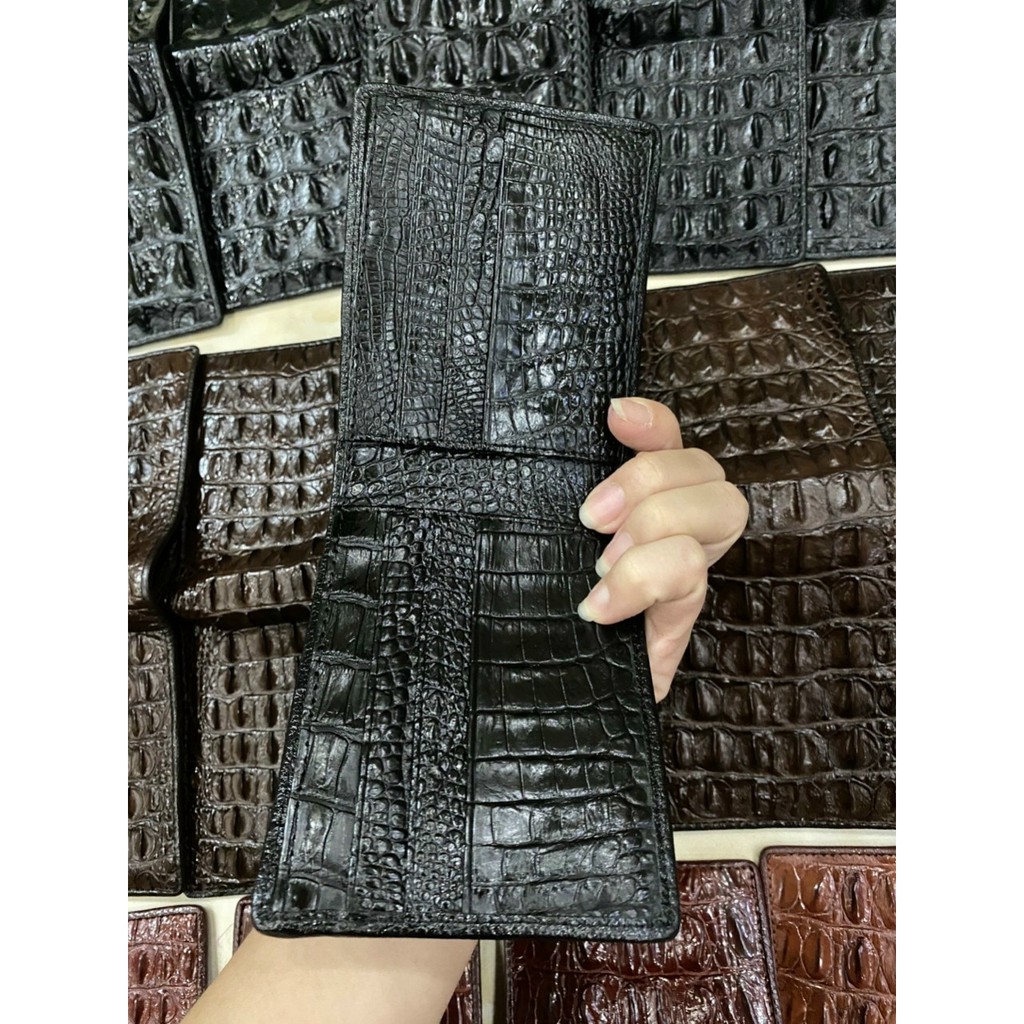 {Da Cá Sấu Thật} Ví Da Cá Sấu 2 Mặt Thương Hiệu Leather CW04-01D