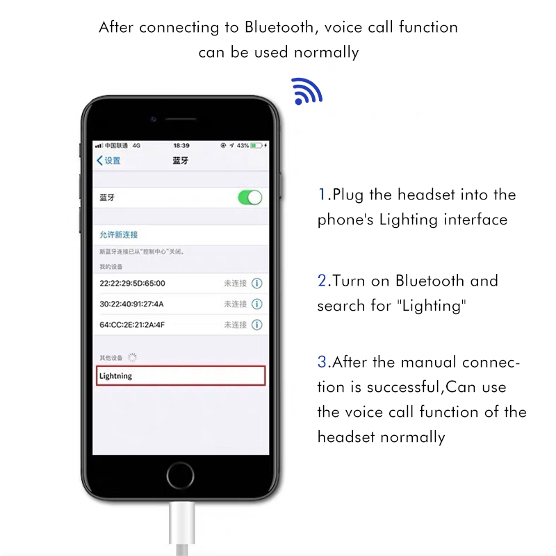 Tai Nghe Bluetooth Có Dây Kèm Mic Cho Apple Iphone 8 7 Plus X Xs Max Xr