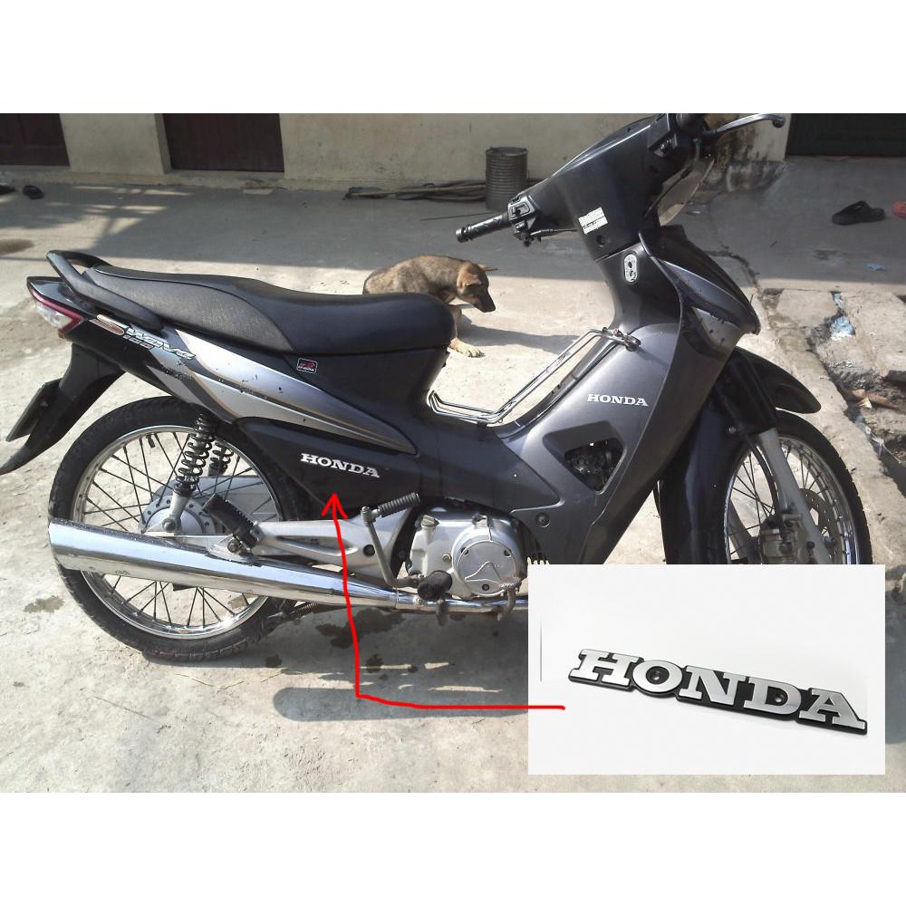 Bộ 2 Tem nhôm HONDA dài gắn xe máy kèm ốc vặn