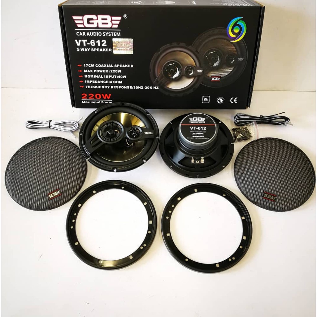 Cặp Loa cánh ô tô GB VT 612 ba đường tiếng, công suất max 220w