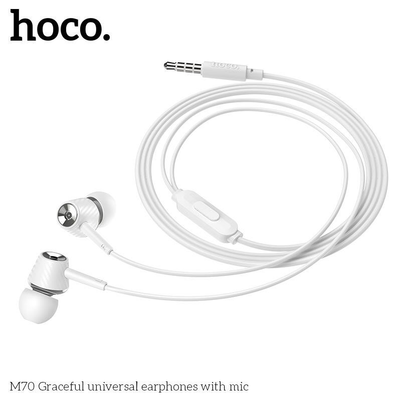 Tai Nghe Hoco M70 đệm cao su Tai nghe dây kết nối jack 3.5. Dùng cho Android, IOS - Bảo hành 12 tháng đổi mới