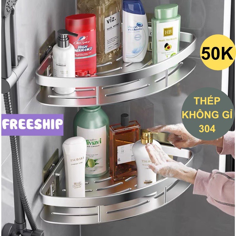 Kệ Góc Dán Tường Bằng Inox Không Gỉ Không Cần Khoan Đục KHO GIA DỤNG HOÀNG ANH