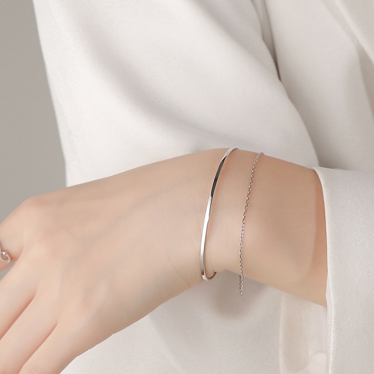 Vòng tay hai lớp bạc 925 đơn giản thời trang Hàn Quốc làm quà tặng