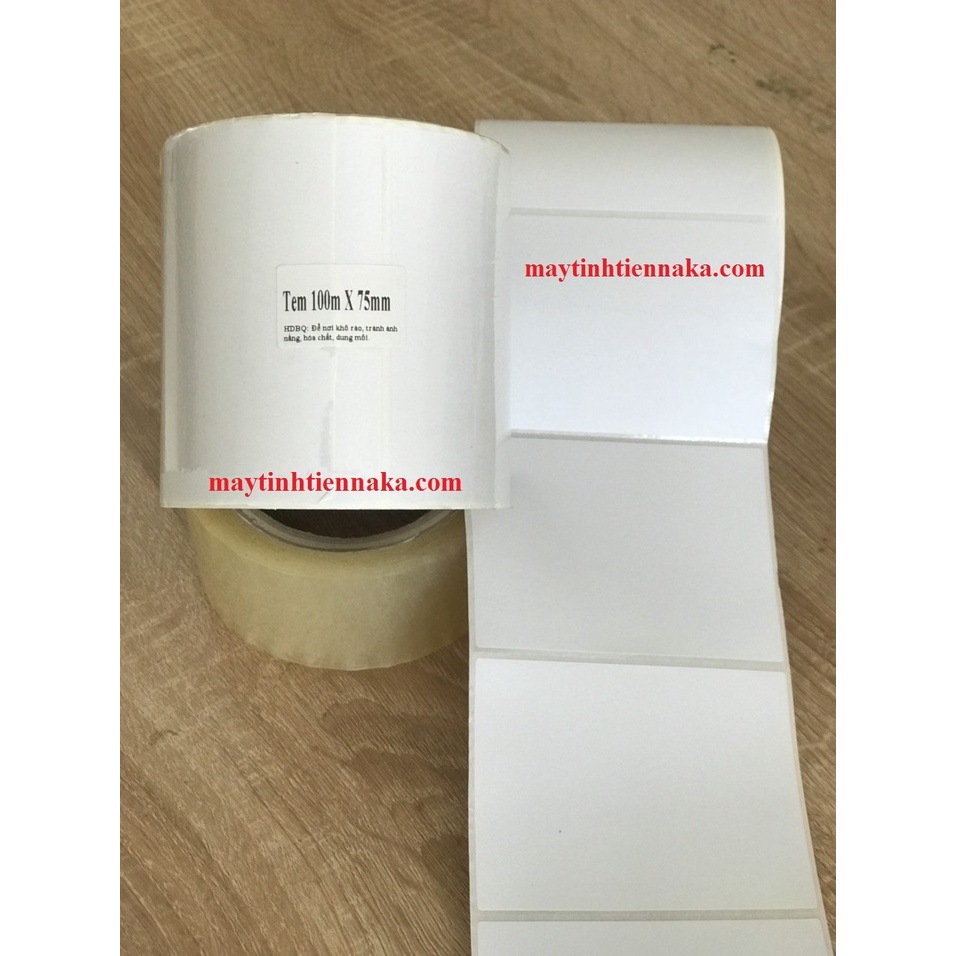 Giấy in đơn bưu điện 100x75mm có lớp dán cuộn 50m, tem nhiệt 100x75 in vận đơn Vietnam Post, cuộn 50m gồm 641 tem