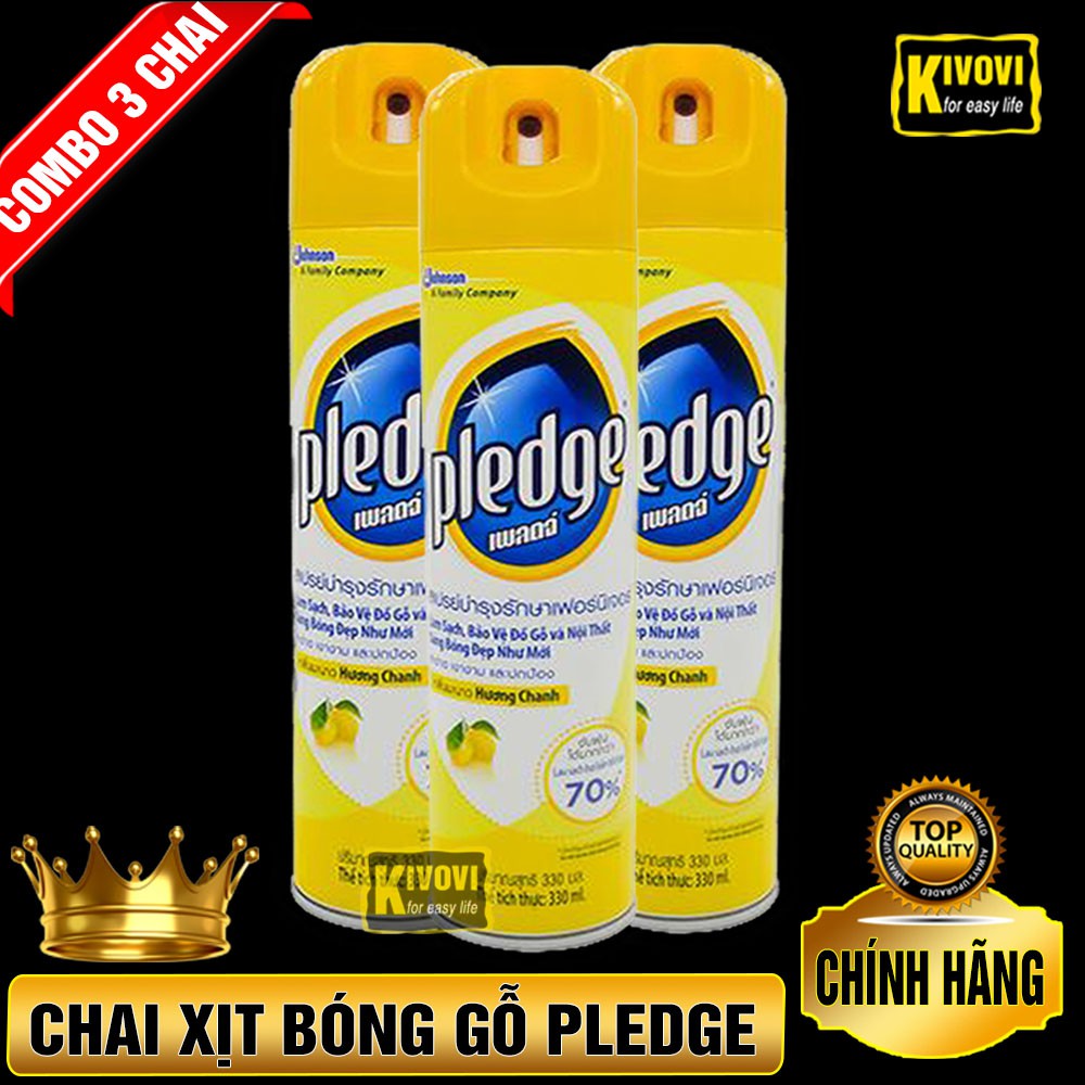 [COMBO 3 CHAI] Bình Xịt Làm Bóng Đồ Gỗ PLEDGE 330ML CHÍNH HIỆU - Chai Sơn Xịt Đánh Bóng Gỗ CAO CẤP - Kivovi