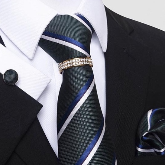 Bộ Cà vạt 4 món gồm Cavat 8cm, khăn cài túi, Măng-set, Nhẫn tròn phụ kiện, Cravat chú rể, Calavat công sở CBC-8208