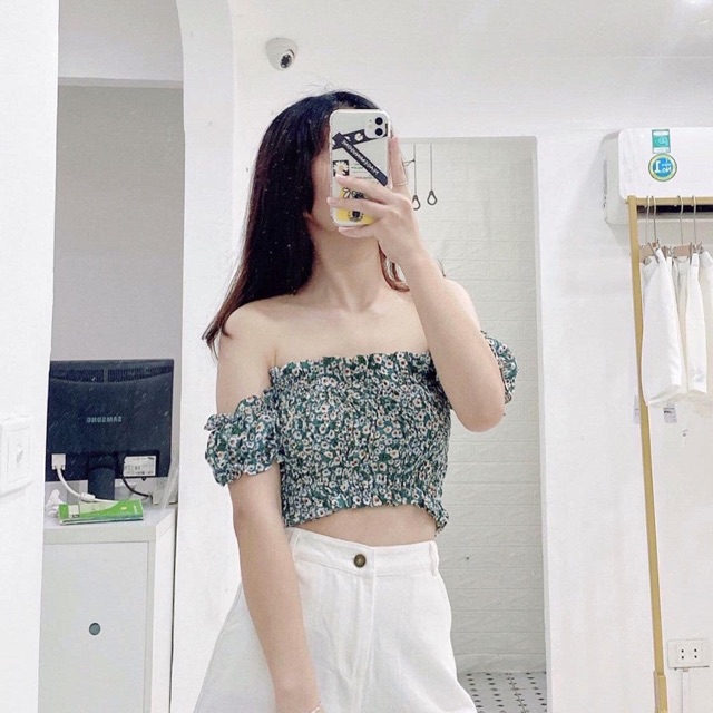 Áo trễ vai hoa 2 màu