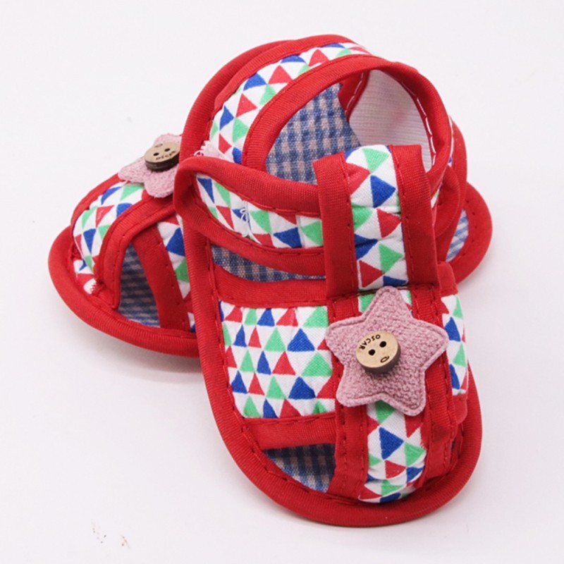 Giày sandal vải mềm chống trượt thêu hình ngôi sao đáng yêu cho bé