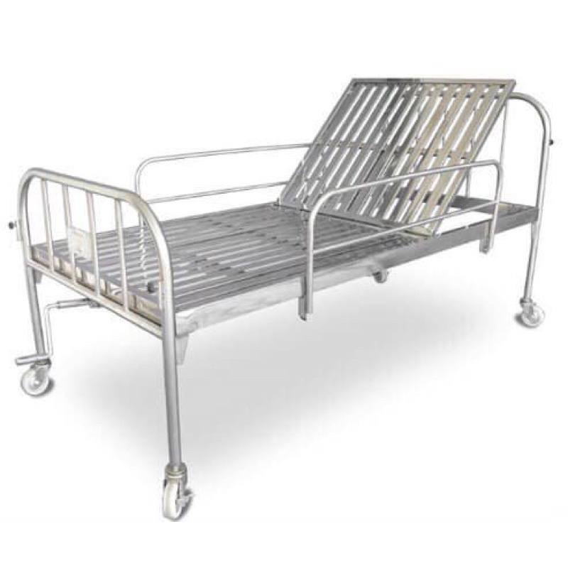Giường y tế inox, giường bệnh nhân 1 Tay Quay Inox