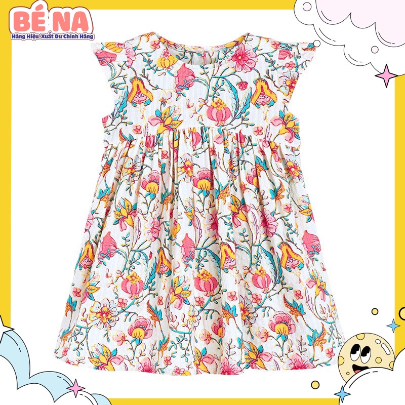 [ Hàng chính hãng ] Váy LITTLEMAVEN trắng hoa cực đẹp cho bé gái