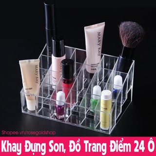 Khay Đựng Son, Đồ Trang Điểm 24 Ô Nhựa Trong Suốt Giả Thủy Tinh Sang Trọng [THANH MAI SHOP]