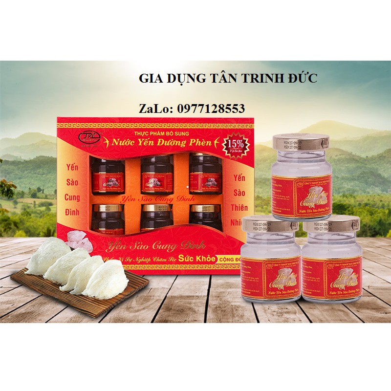 Combo Bộ 10 hộp nước yến đường phèn(tổ yến 15%) YẾN SÀO CUNG ĐÌNH