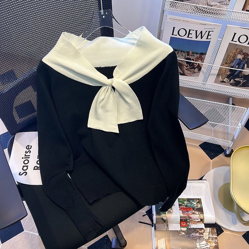 Áo Sweater Trễ Vai Thiết Kế Mới Phối Nơ Thời Trang Mùa Thu Dành Cho Nữ