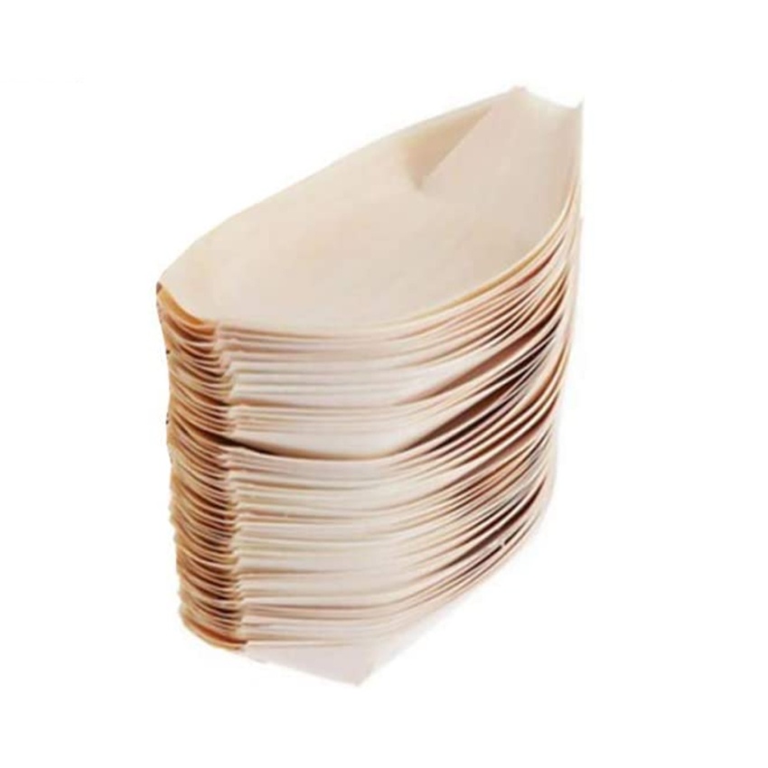 Set 100 Đĩa Gỗ Đựng Sushi / Snack / Kẹo / Món Tráng Miệng Dùng Một Lần Phong Cách Nhật Bản