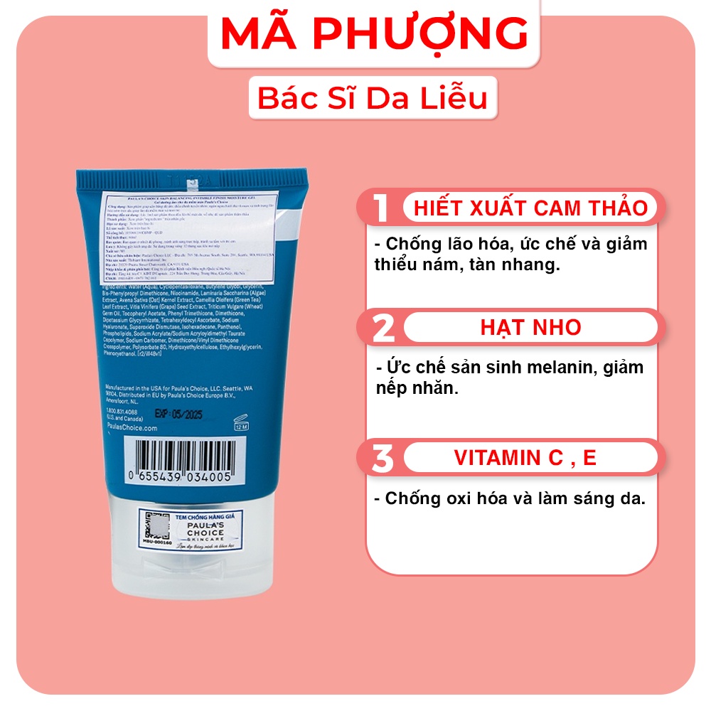 [CHÍNH HÃNG] Gel Dưỡng ẩm da dầu mụn BALANCING PAULACHOICE