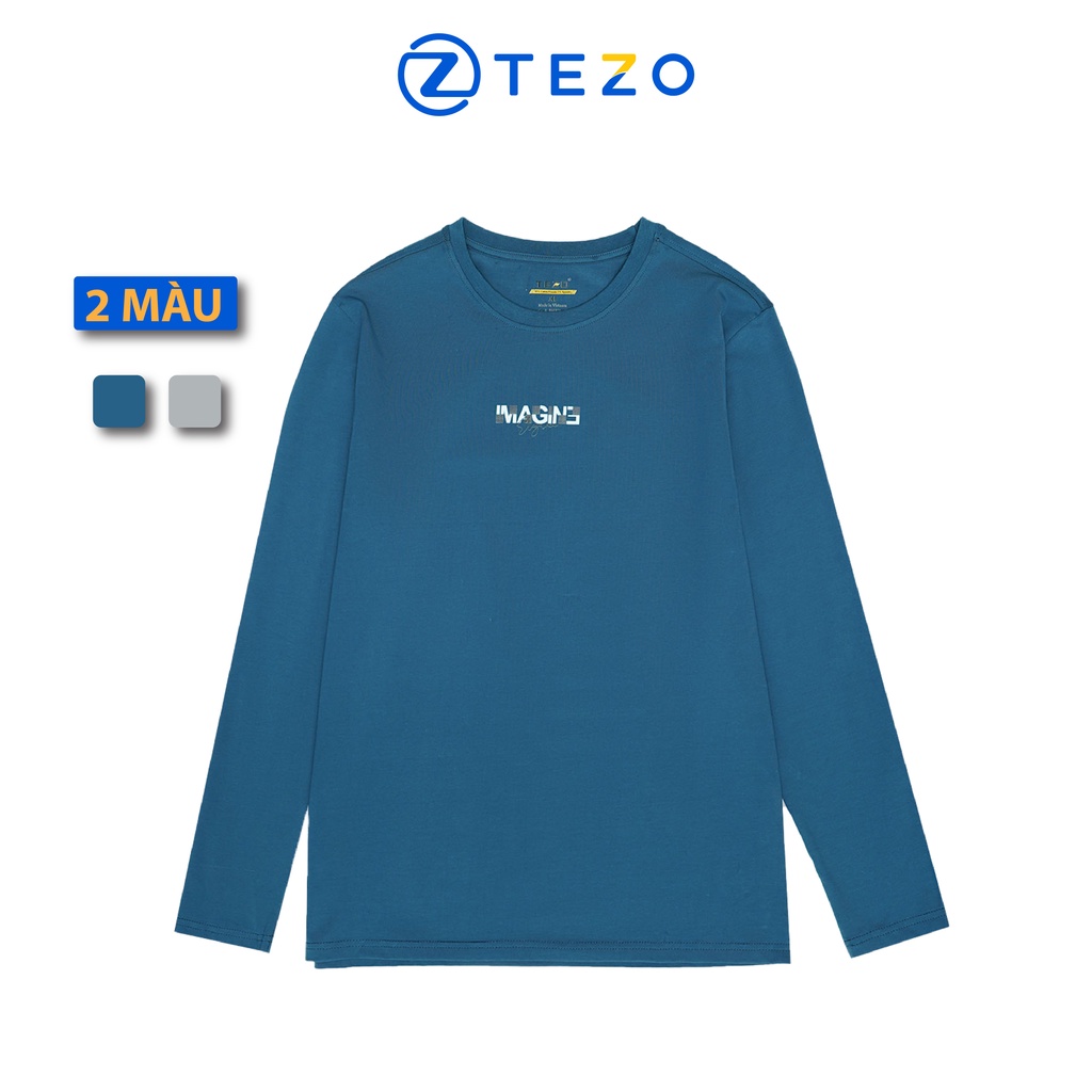 Áo thun nam Tezo nỉ nam dài tay thiết kế in chữ trước ngực 22ATOH010