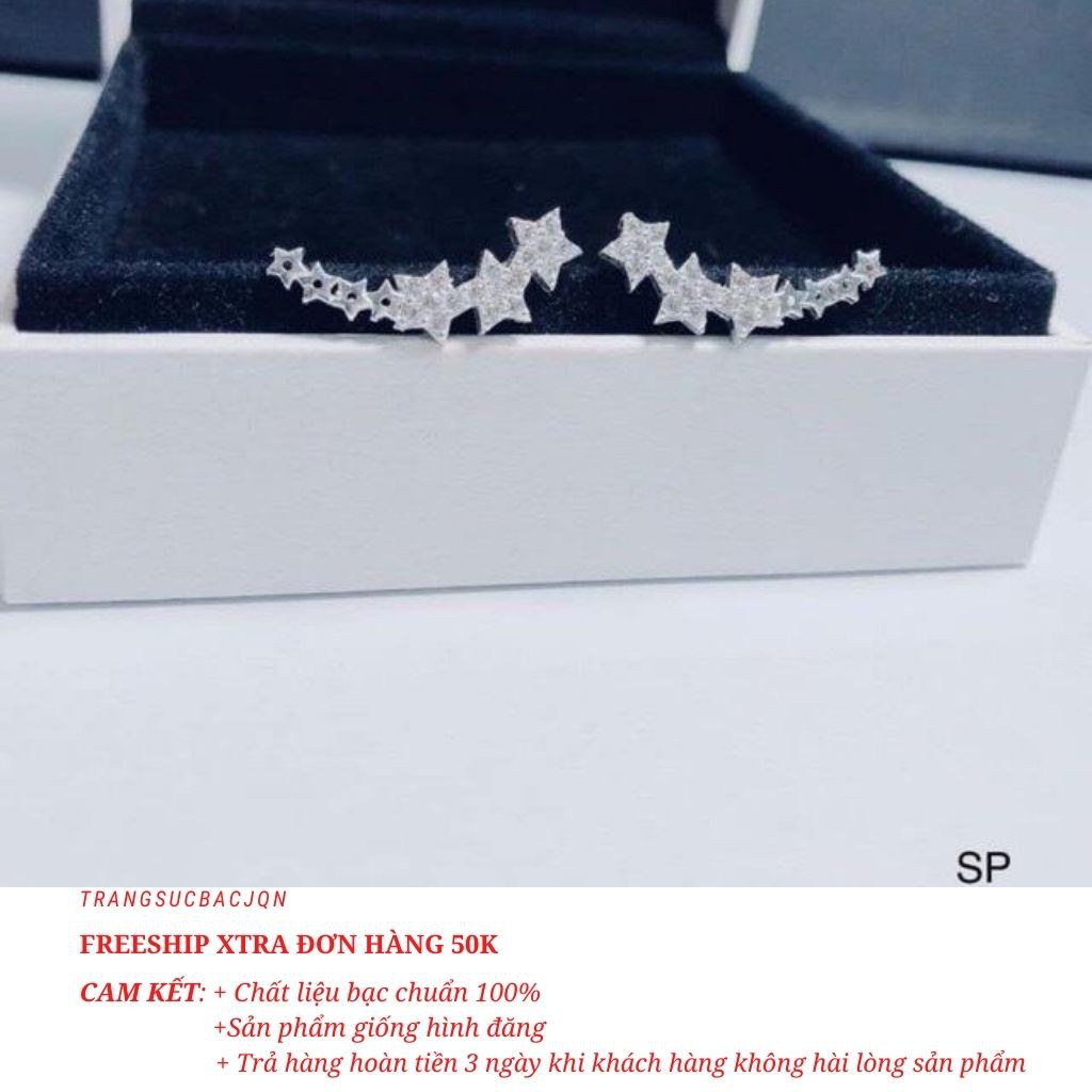 Bông tai nữ bạc thật đính đá nhỏ xinh xắn mẫu ngôi sao đẹp/ Trang sức bạc JQN