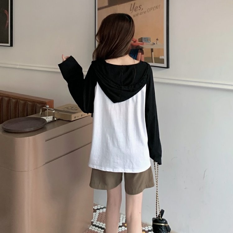 Áo hoodie ZHELIHANGFEI thể thao dáng rộng cổ chữ v dễ phối đồ