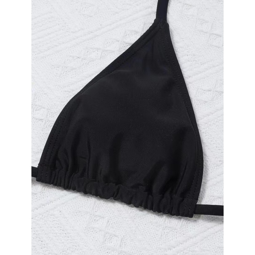 Set Bikini 4 Món Màu Đen Tay Dài Trễ Vai Quyến Rũ Thời Trang Đi Biển Cho Nữ F189