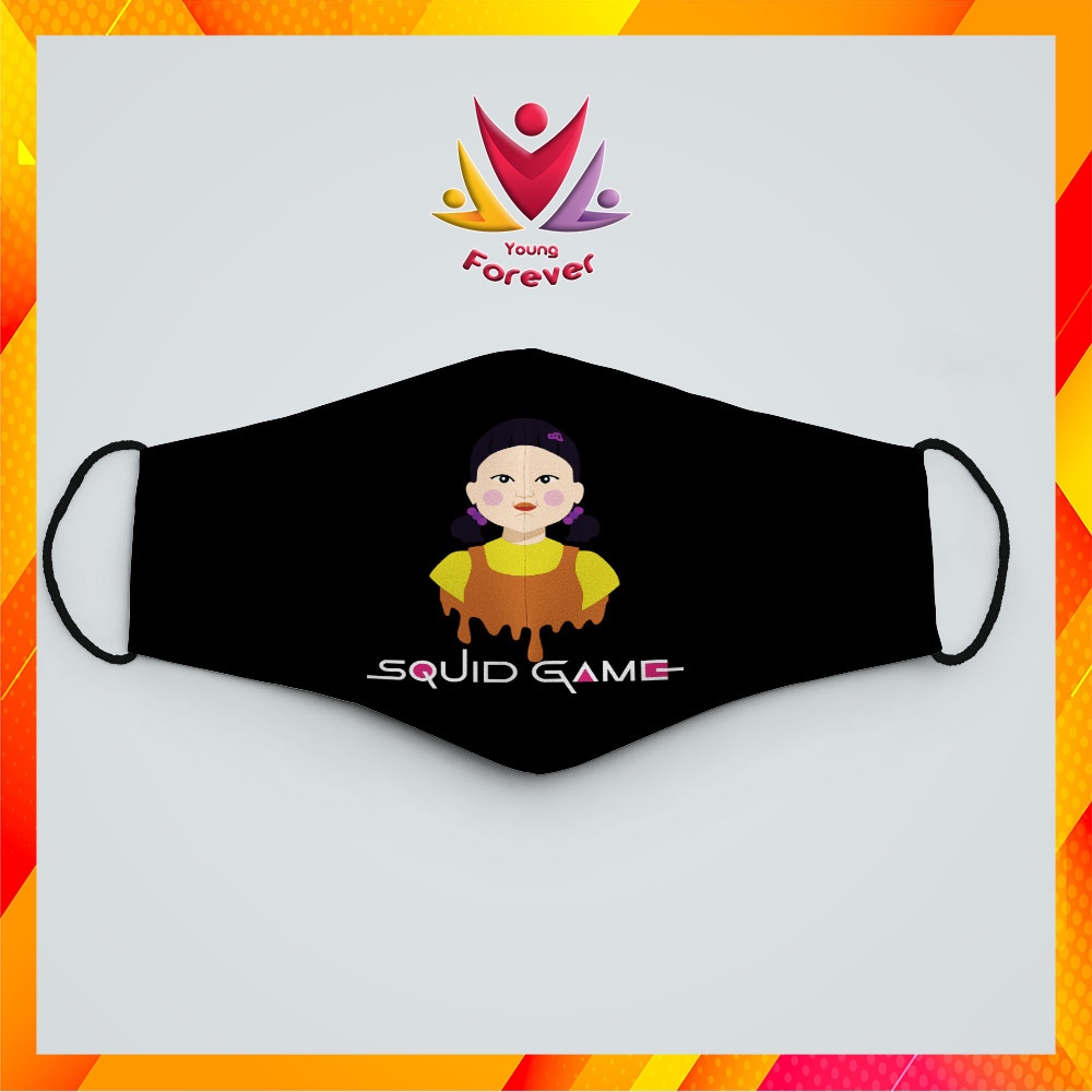 Khẩu Trang In Hình Spuid Game 121 YoungForever Dây Đeo Mềm Chuyên Dụng, Đeo Thoải Mái, Không Đau Tai, Dễ Thở