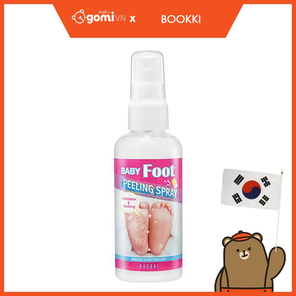 Tẩy Tế Bào Chết và Dưỡng Da Dạng Xịt Cho Bàn Chân Mềm Mại và Mượt Mà Bookki Baby Foot Peeling Spray Gomi Mall