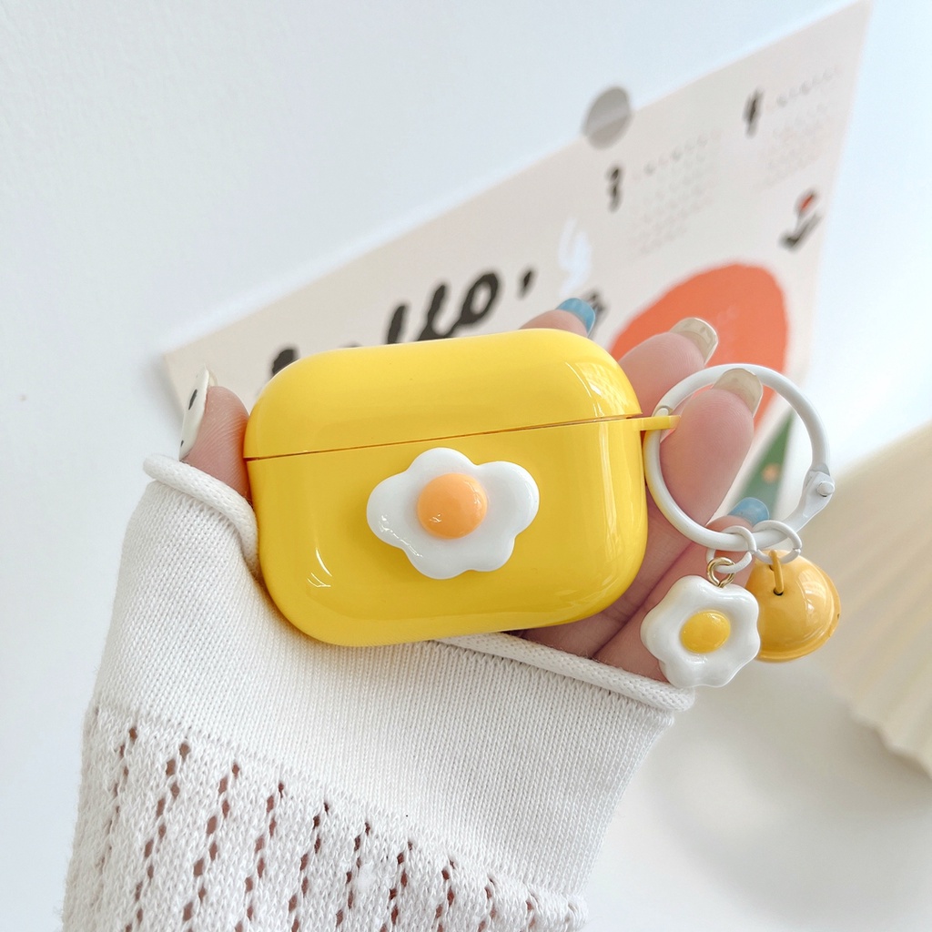 Vỏ Bảo Vệ Hộp Sạc Tai Nghe Bluetooth airpods 1/2 pro Bằng tpu Mềm Hình Trứng Vàng Dễ Thương