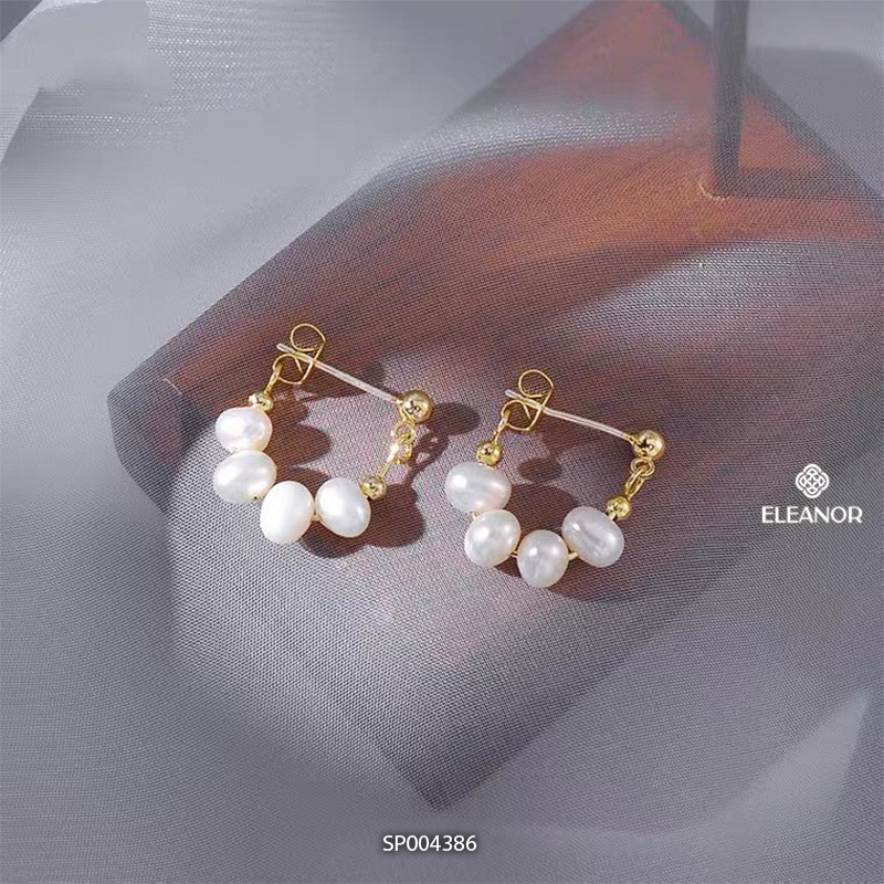 Bông tai nữ ngọc trai nhân tạo Eleanor Accessories dáng thả phụ kiện trang sức 4386