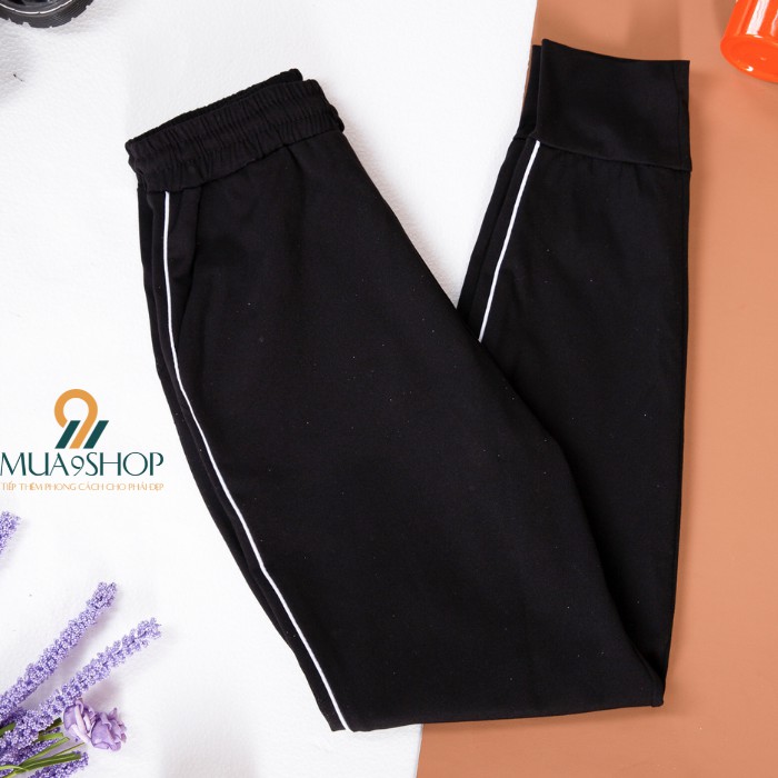 Quần jogger nữ 1 sọc bo gấu mua9shop co giãn