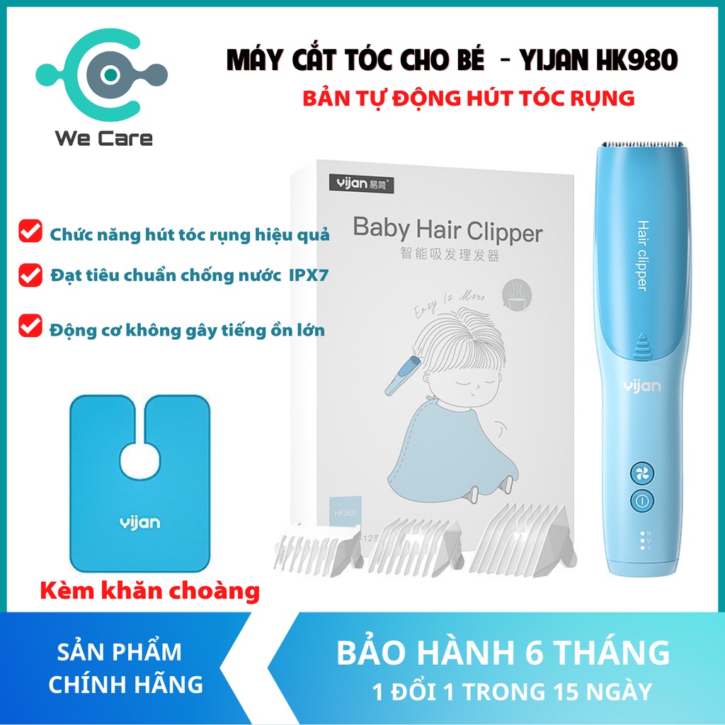 Tông đơ cắt tóc kèm hút tóc giúp bé không bị ngứa, giảm tiếng ồn, chống nước - YIJAN HK980