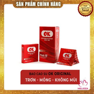 Bao Cao Su OK Chính Hãng Original Trơn, Mỏng, Không Mùi, Chứa Gel Bôi Trơn Tự Nhiên Hộp 10c