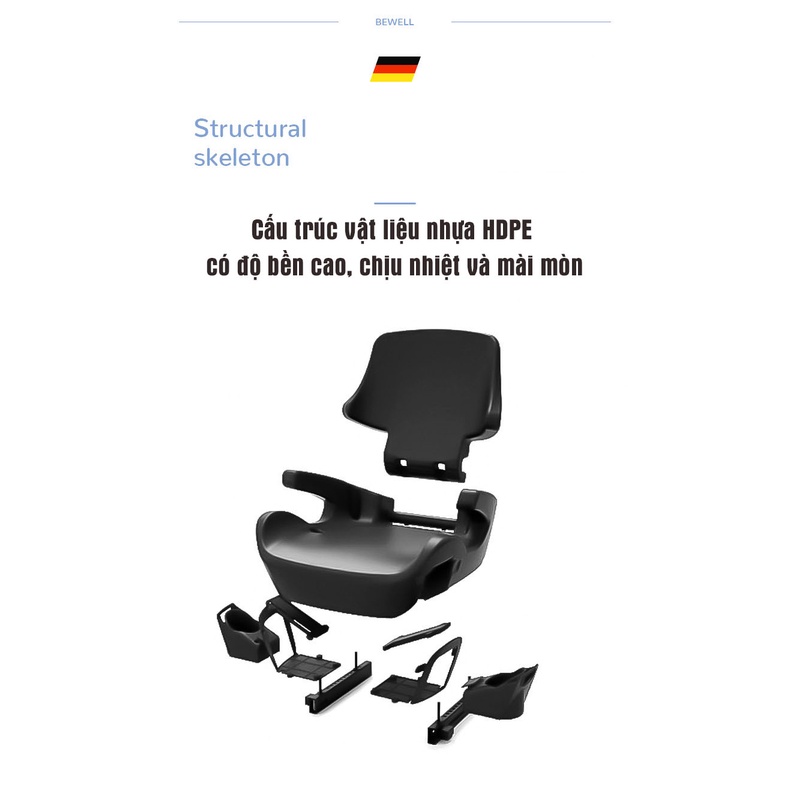 Đệm ghế ngồi ô tô cho bé Bewell (thiết kế Đức) chuẩn ISO FIX 9001-2000 với tựa lưng điều chỉnh và đệm bảo vệ đầu cho bé