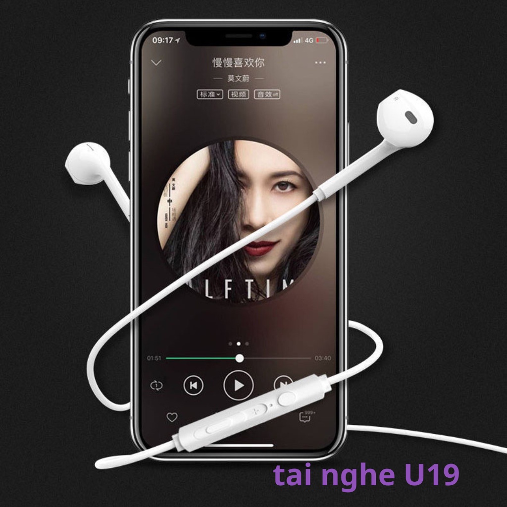 Tai nghe có dây nhét tai U19 TUEMAN có mic âm thanh êm nhiều màu sắc Macaron độc lạ jack cắm 3.5mm cho điện thoại