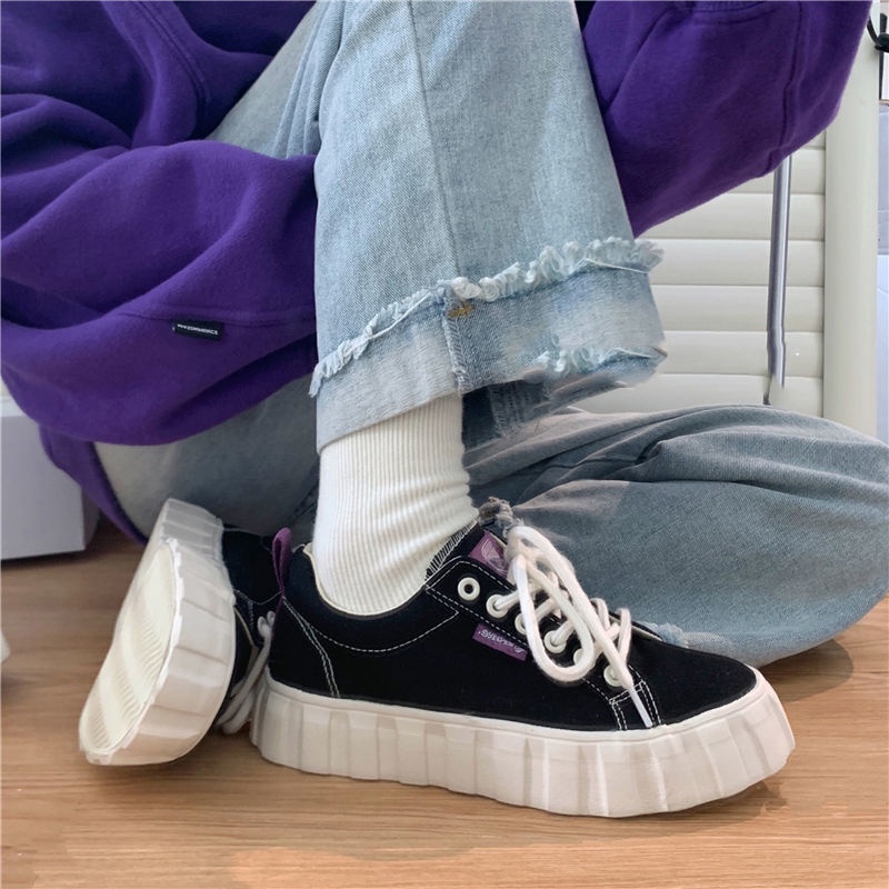 Giày thể thao canvas đế dày phong cách mùa thu 2021 mới năng động cho nữ
