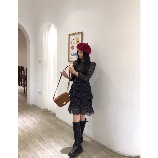 Jennie Dress - Desing by Momizi Váy voan chấm bi đen Momizi, chất voan tơ mềm mại. | BigBuy360 - bigbuy360.vn