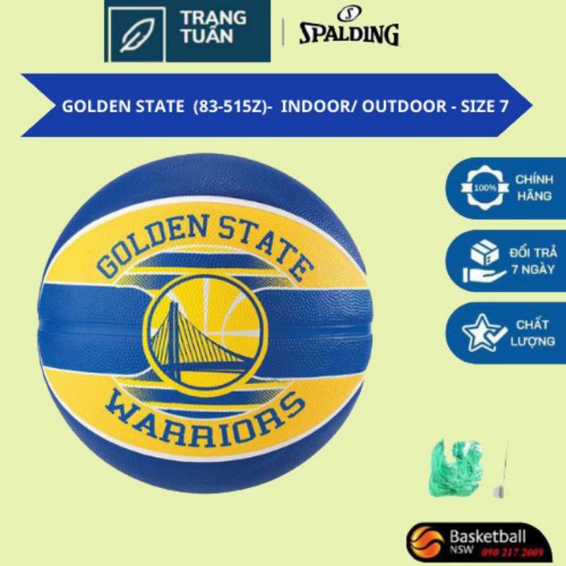 Quả bóng rổ Spalding NBA Team series Golden State Warriors số 7 (83-515Z) - Tặng kèm kim bơm bóng và túi lưới đựng bóng
