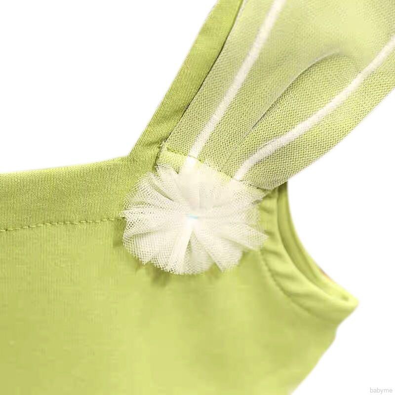 ♕ babyme ღ Baby Girls Sleeveless Strap Dress Rabbit Ear Sundress