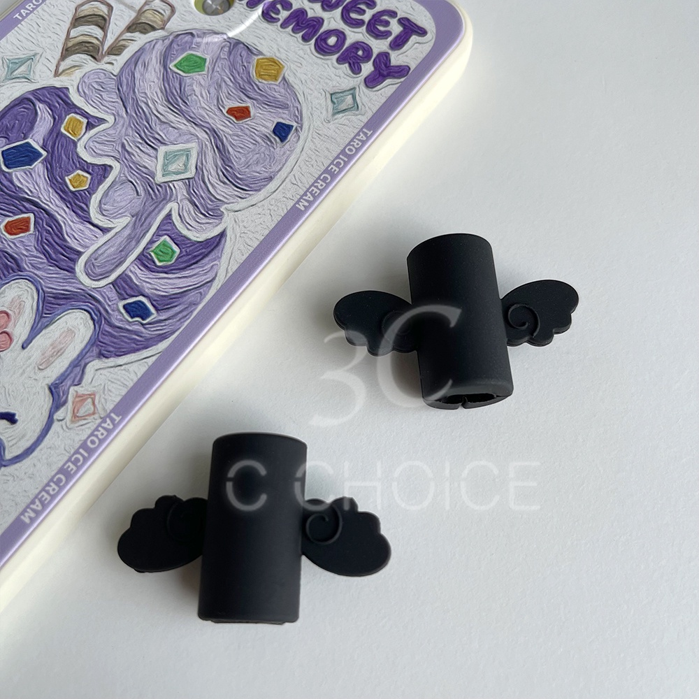 Phụ kiện bọc bảo vệ đầu dây cáp sạc kiểu đôi cánh thiên thần đáng yêu thích hợp cho iPhone thiết bị Type C laptop