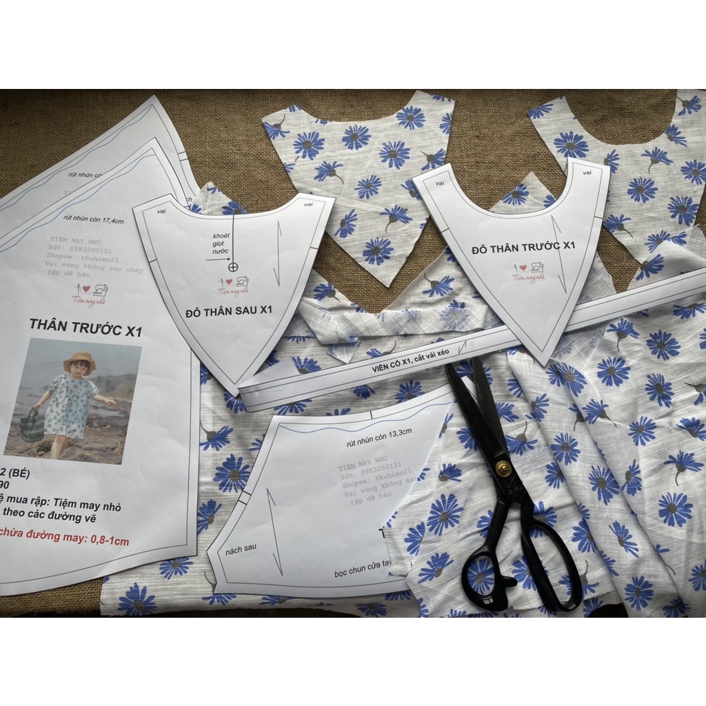 RN352_Rập giấy may đầm đôi mẹ và bé
