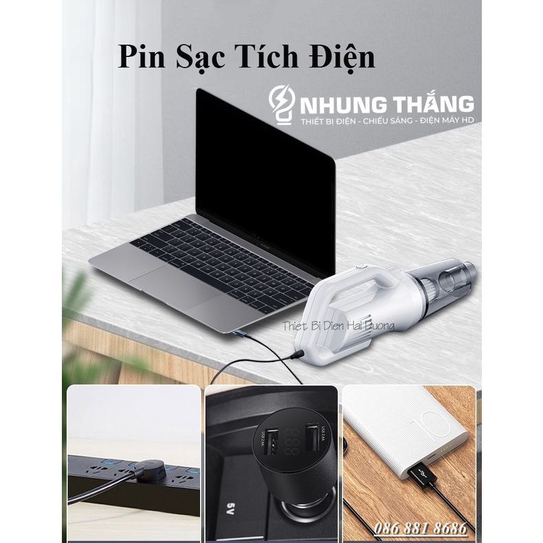 Máy Hút Bụi Cầm Tay Mini Không Dây Cao Cấp ST-61010eg , ST-6101 - Lực Hút Siêu Mạnh 12000PA-120W - Sạc Tích Điện