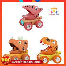 Đồ chơi xe khủng long chạy trớn dùng pin có đèn cho bé