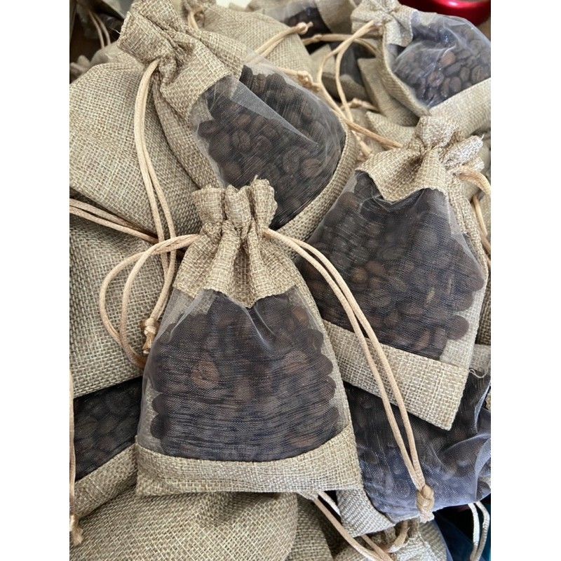 Túi thơm hạt cà phê treo xe ô tô, tủ quần áo, phòng khách, phòng bếp khử mùi ẩm mốc