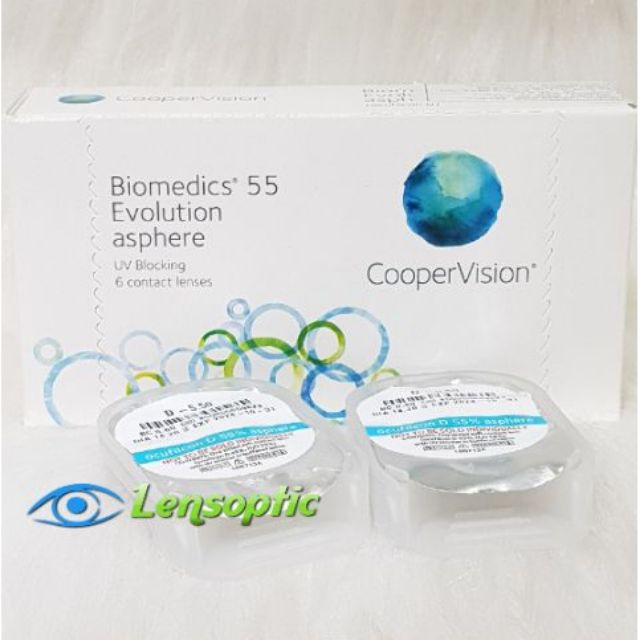 [TẶNG NGÂM 100ML] Kính áp tròng Biomedics 55 Evolution không màu, lens mắt trong suốt có độ cận -0.50>-10.00-Lens Optic